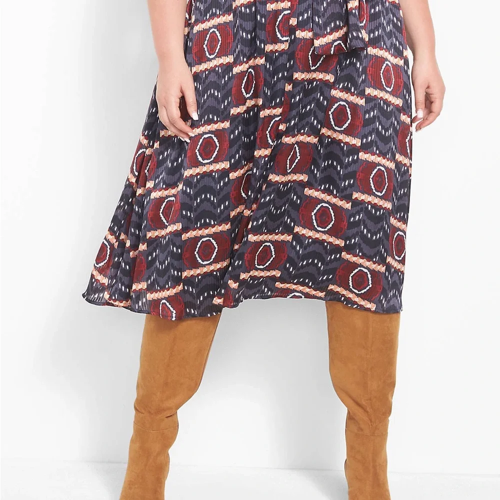 Lane Bryant NWT Size 14‎ Geometric Pattern Skirt with Elastic Waist & Sash
